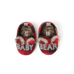 5/$20 Baby Dearfoams "Baby Bear" Buffalo Check Closed Back Slippers, Fur Lined